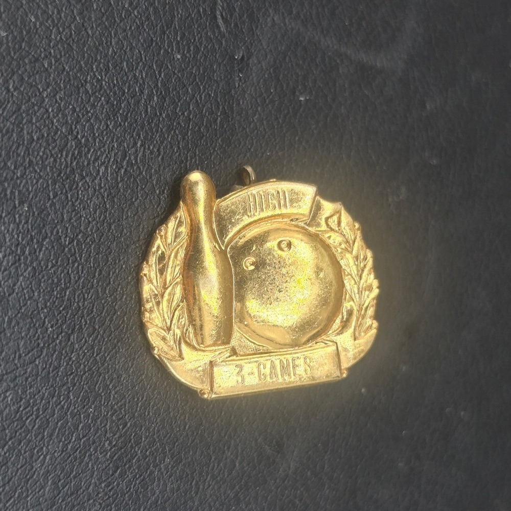 Vintage Gold Filled Estate Bowling Pin Gold Tone High 3-Games Award Pin